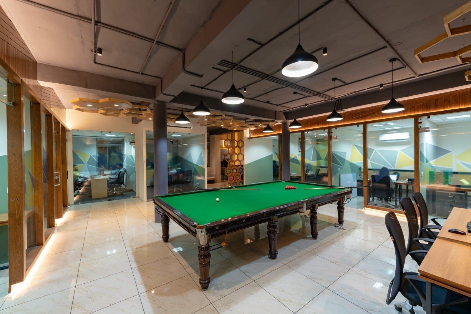 Breakout room with pool table